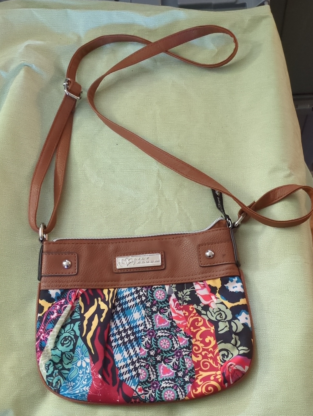 Lily Bloom Brown Trim Multi-Color Patchwork Crossbody